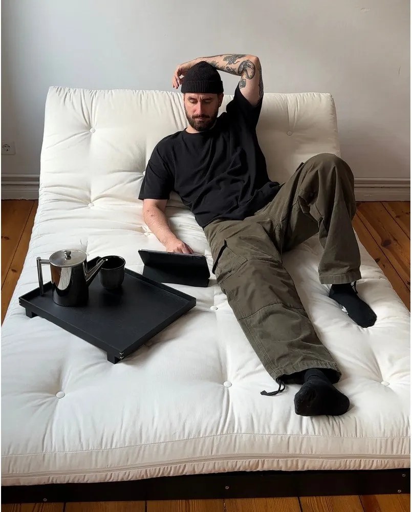 Brązowa rozkładana sofa 140 cm Roots Black Night – Karup Design