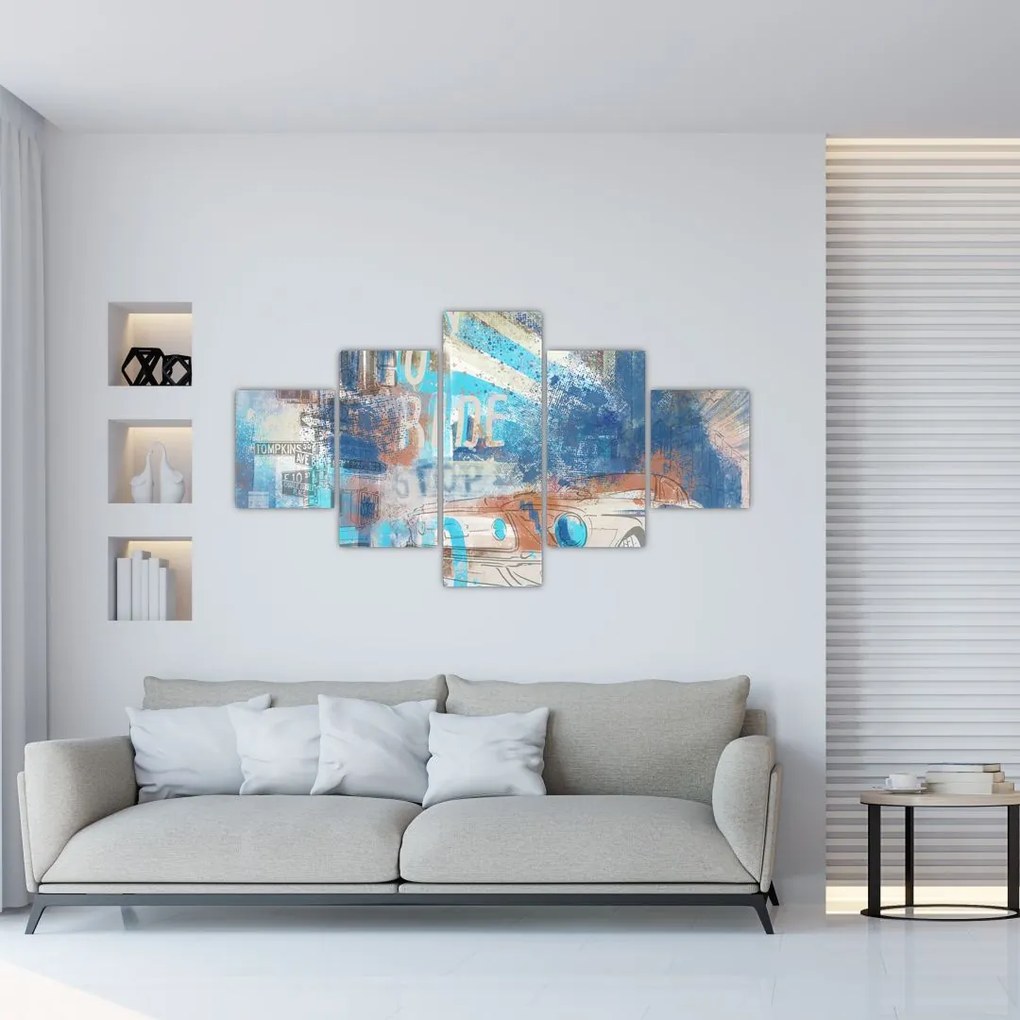 Obraz - Urodzony, by jeździć, niebieskie odcienie (125x70 cm)