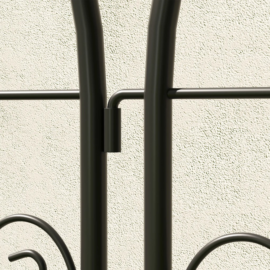 Metalowa Pergola Outsunny, Zestaw 2szt. do Wbijania, Odporna na Rdzę, z Motywem Ptaków na Rośliny Pnące 50x120 cm, Czarna