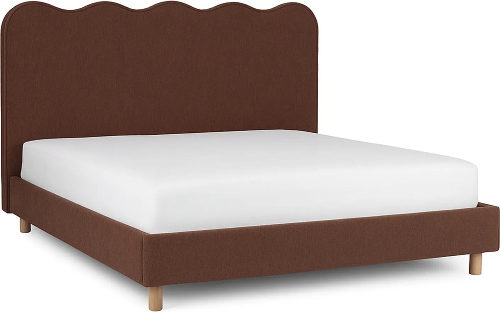 Łóżko Tapicerowane 160x200 cm IZMIR ze Stelażem Dwuosobowe Rude