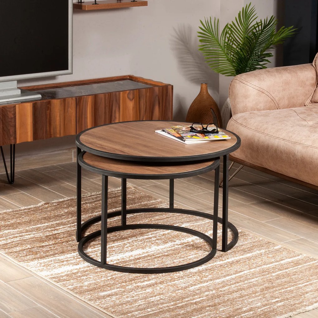 Stolik do odkładania Tambur Walnut, 2 szt.