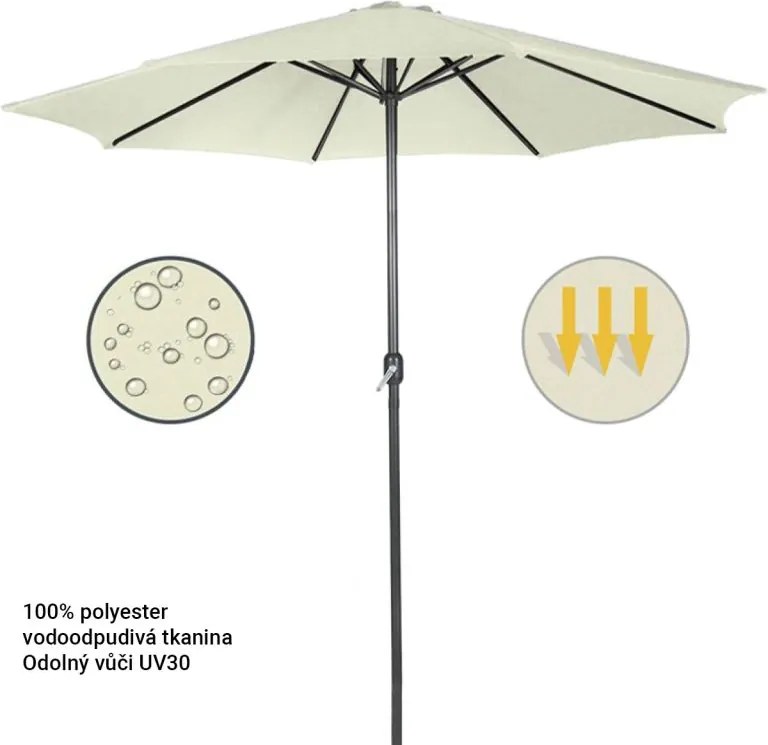 MIADOMODO Parasol z rączką 250 cm, kremowy