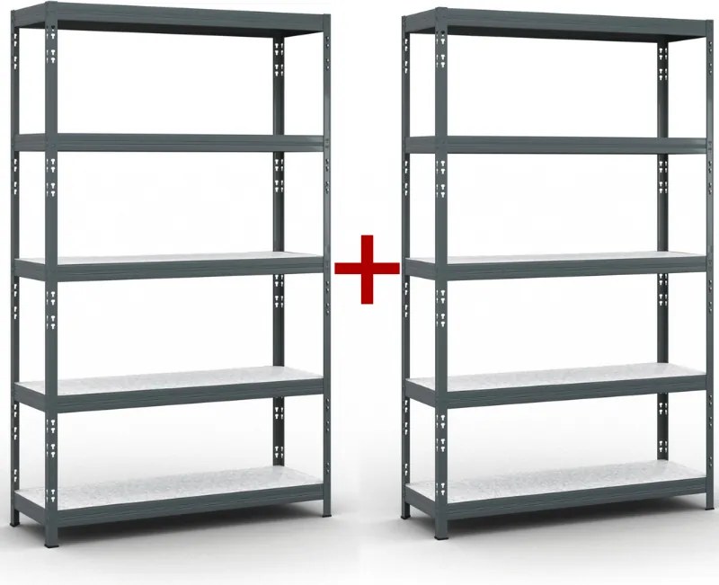 Regał półkowy 1+1 GRATIS, 1966x1200x400 mm, nośność 280 kg