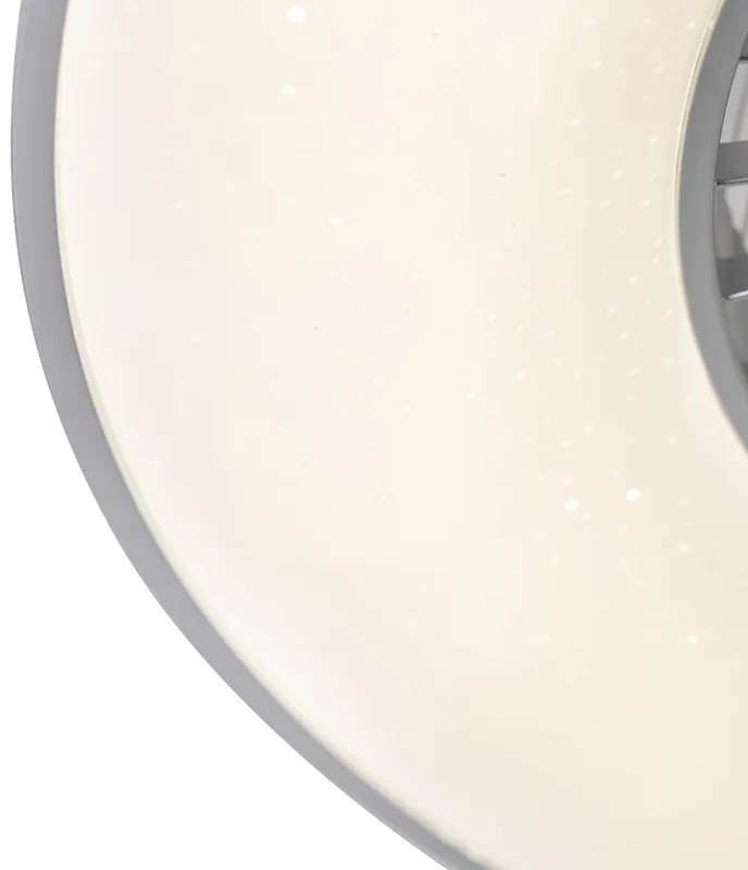 Wentylator sufitowy z lampą srebrny z efektem gwiazdy 60 cm z LED ściemnialny z pilotem - ClimoDesignerski Oswietlenie wewnetrzne