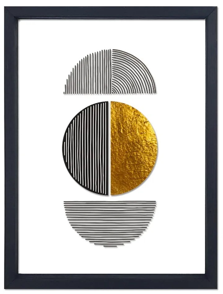 Szklany obraz w czarnej ramie Vavien Artwork Shapes II., 32x42 cm