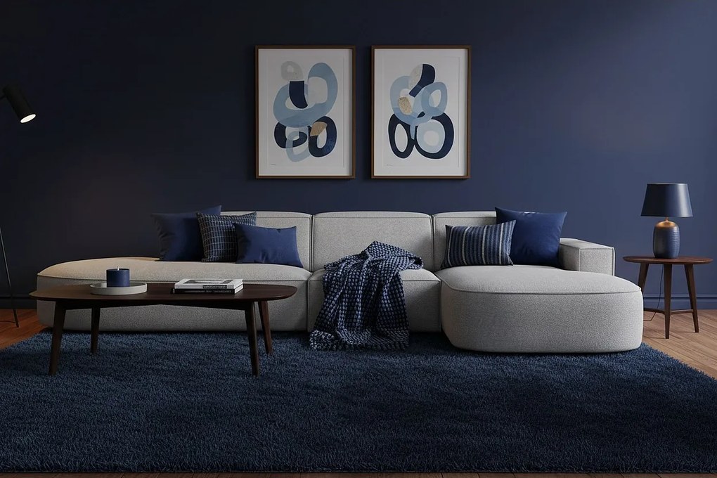 Narożnik modułowy CURSAL F prawostronny 364×166×70 cm  szary Raven 7 – zaokrąglone leżanki, wolnostojący