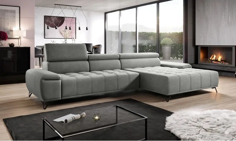 Narożnik PALLADIO MINI z elektryczną regulacją siedziska Prawostronny w tkaninie RIVIERA 91 WERSAL