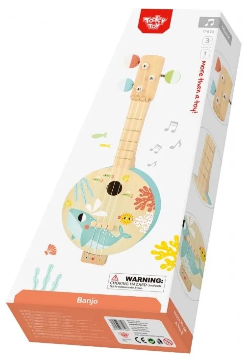 Tooky toy drewniane banjo nauka gry dla dzieci z motywem morza