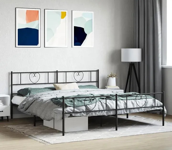 Czarne rustykalne łóżko małżeńskie 180x200cm - Veligo