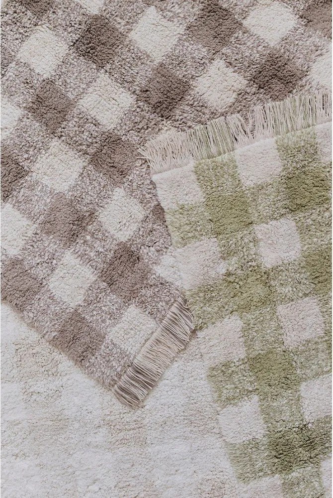 Zielony bawełniany dywan dziecięcy tkany ręcznie odpowiedni do prania 90x120 cm Vichy – Lorena Canals