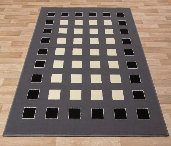 Dywan nowoczesny  Kwadraciki kremowo-czarne 140 cm x 200 cm
