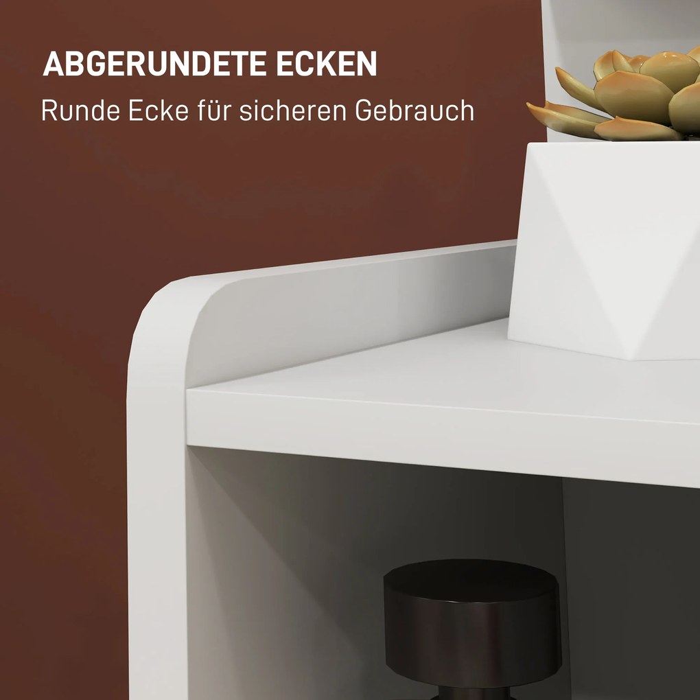 HOMCOM Stolik Nocny z 2 Szufladami i Otwartą Półką, 40x30x60 cm, Biały