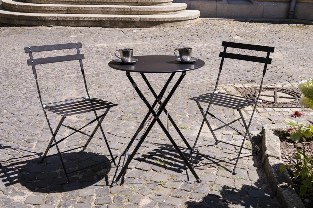 Składany stolik restauracyjny typu bistro Semplici, czarny