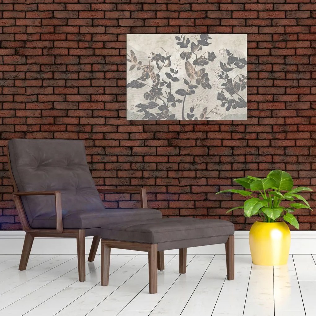 Obraz na szkle - Teksturowane liście (70x50 cm)