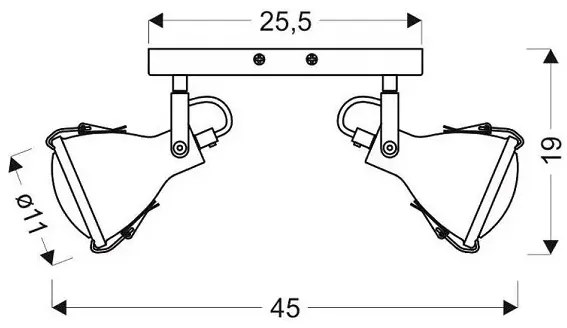 Szara lampa sufitowa dwa reflektory na listwie K6-M24