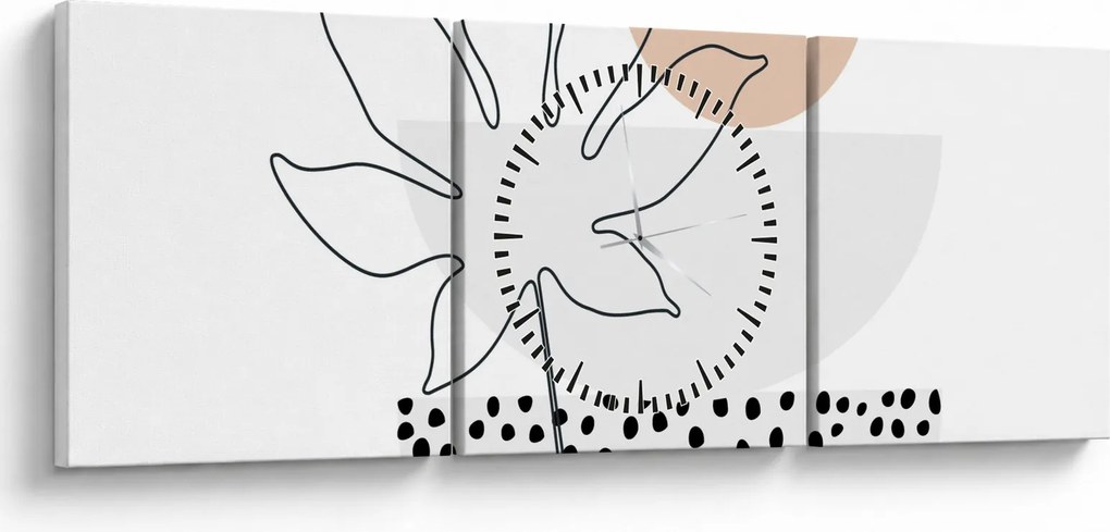 Obraz - Line art flowers N⁰3 (z zegarem) (90x30 cm)