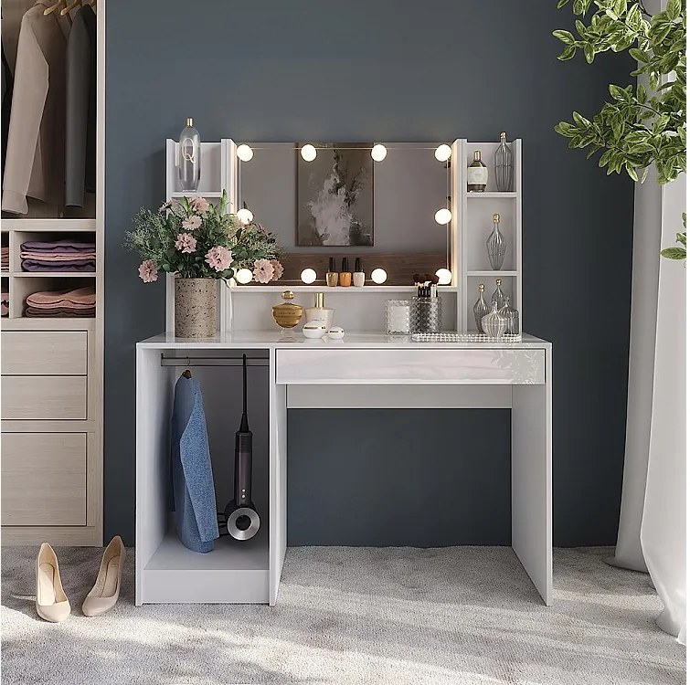 Stolik do przebierania biały/biały wysoki połysk 119.8x50.1x76 sherry