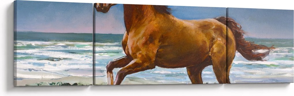 Obraz konia na plaży (170x50 cm)