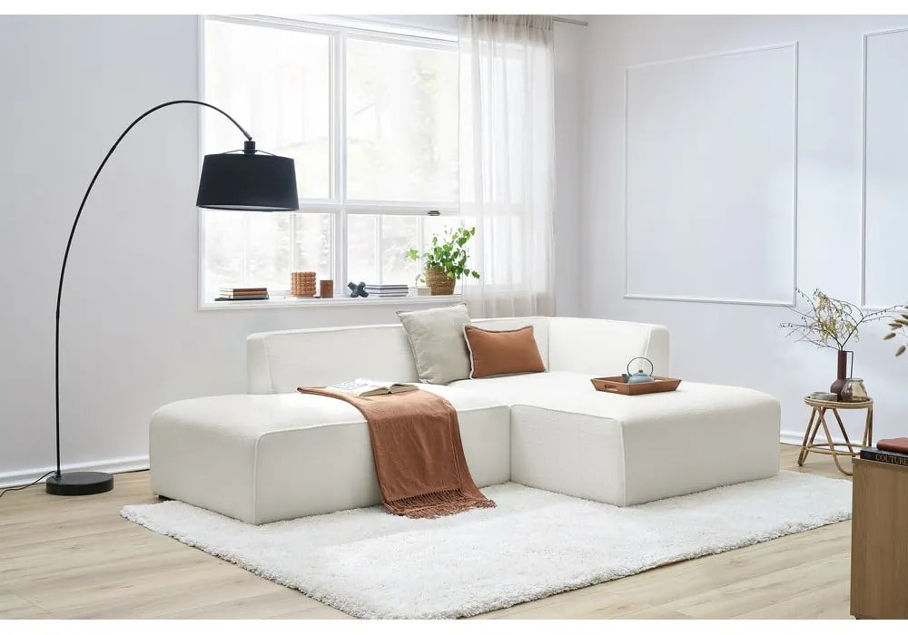 Biały narożnik modułowy z materiału bouclé (prawostronny/w kształcie litery L) Megeve – Bobochic Paris