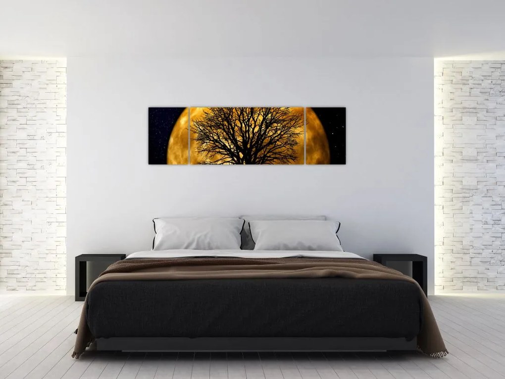 Obraz księżyca i sylwetki (170x50 cm)