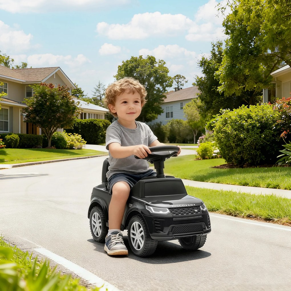AIYAPLAY LAND ROVER DISCOVERY jeździk, samochodzik z klaksonem i odgłosami silnika, schowek pod siedzeniem 18-36 miesięcy Czarny | Aosom PL