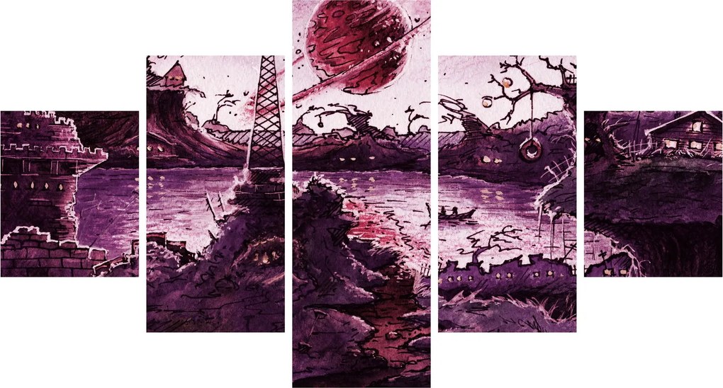 Obraz - Zaczarowana wioska (125x70 cm)