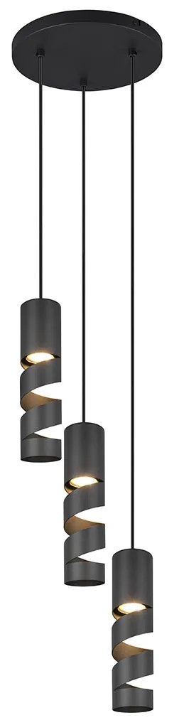 Nowoczesna lampa wisząca czarna 3-punktowa - Stream Nowoczesny Oswietlenie wewnetrzne