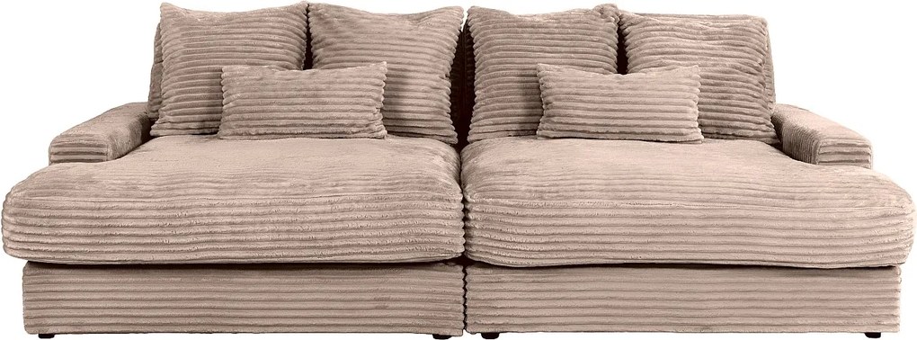 Kanapa  4-osobowa o głębokim siedzisku z grubego weluru  w kolorze taupe CALAZO od Pascal Morabito