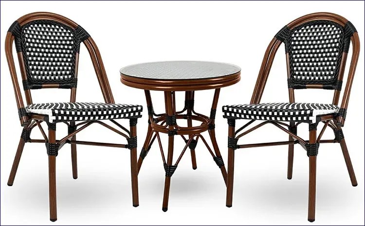 Czarno białe wiklinowe krzesło ogrodowe T1-S98