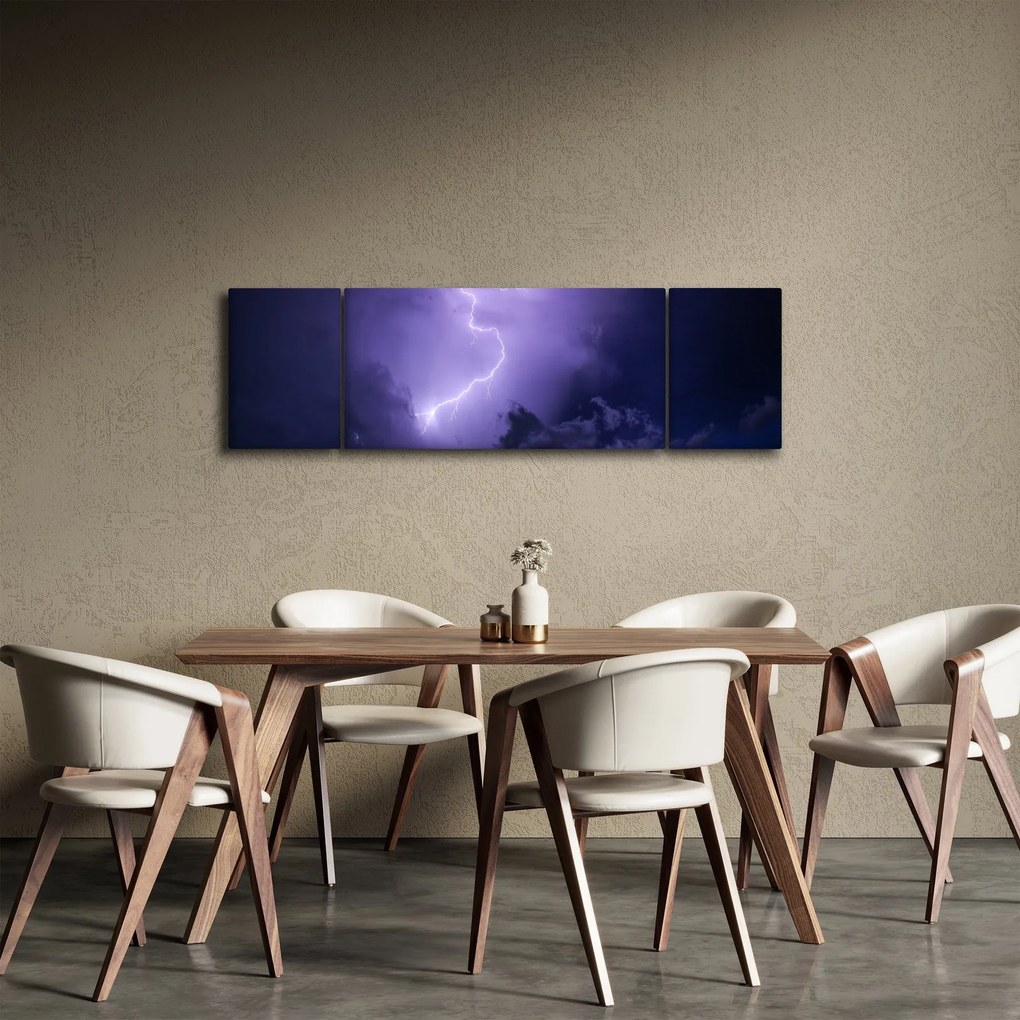 Obraz - fioletowe niebo i błyskawica (170x50 cm)