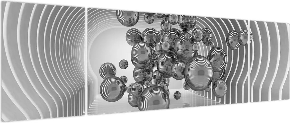 Obraz - Czarno-białe bąbelki (170x50 cm)