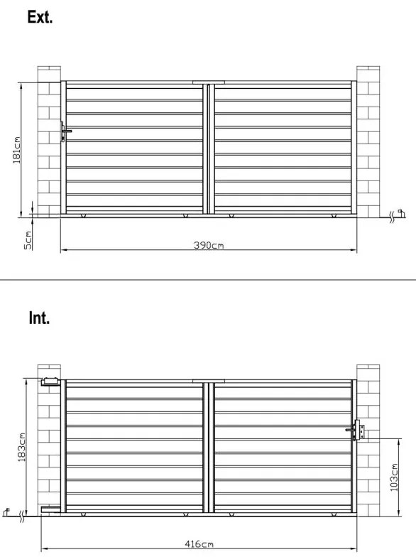 Brama przesuwna półażurowa z antracytowego aluminium szer. 416 x wys. 183 cm - PRIMO