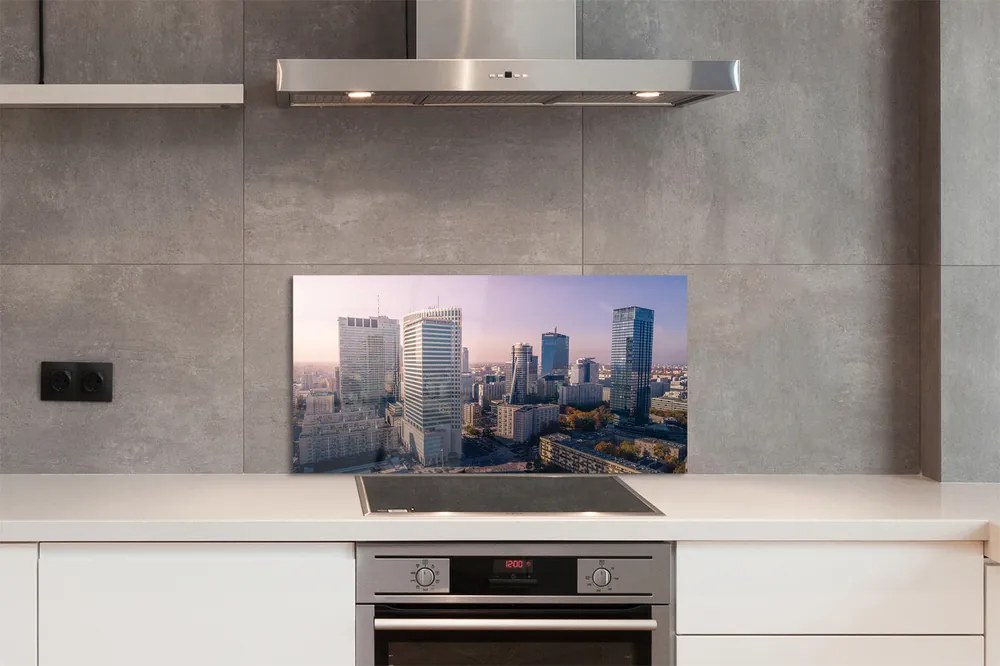 Szkło Ozdobne do Kuchni Panorama Warszawskich Wieżowców