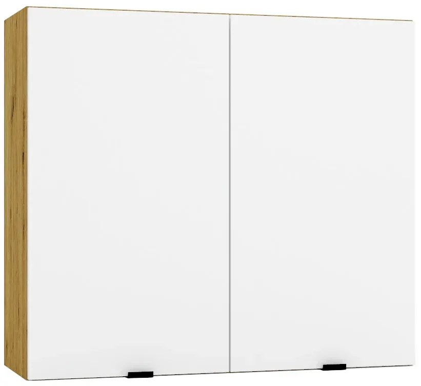 Dwudrzwiowa szafka kuchenna górna 80 cm biały + dąb artisan - Elandro 23X