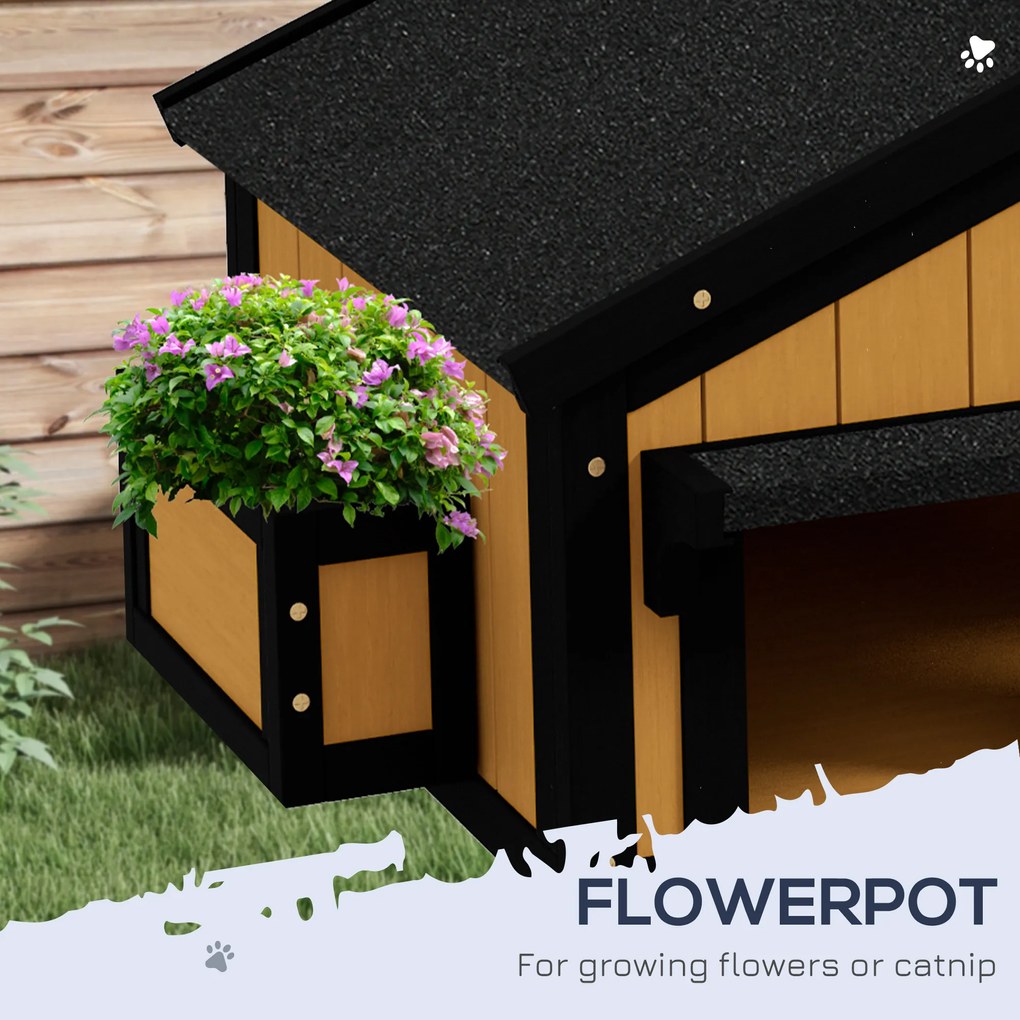 PawHut Dom dla Kotów Żółty z Drewna Sosnowego 96x65x85,5cm | Aosom PL