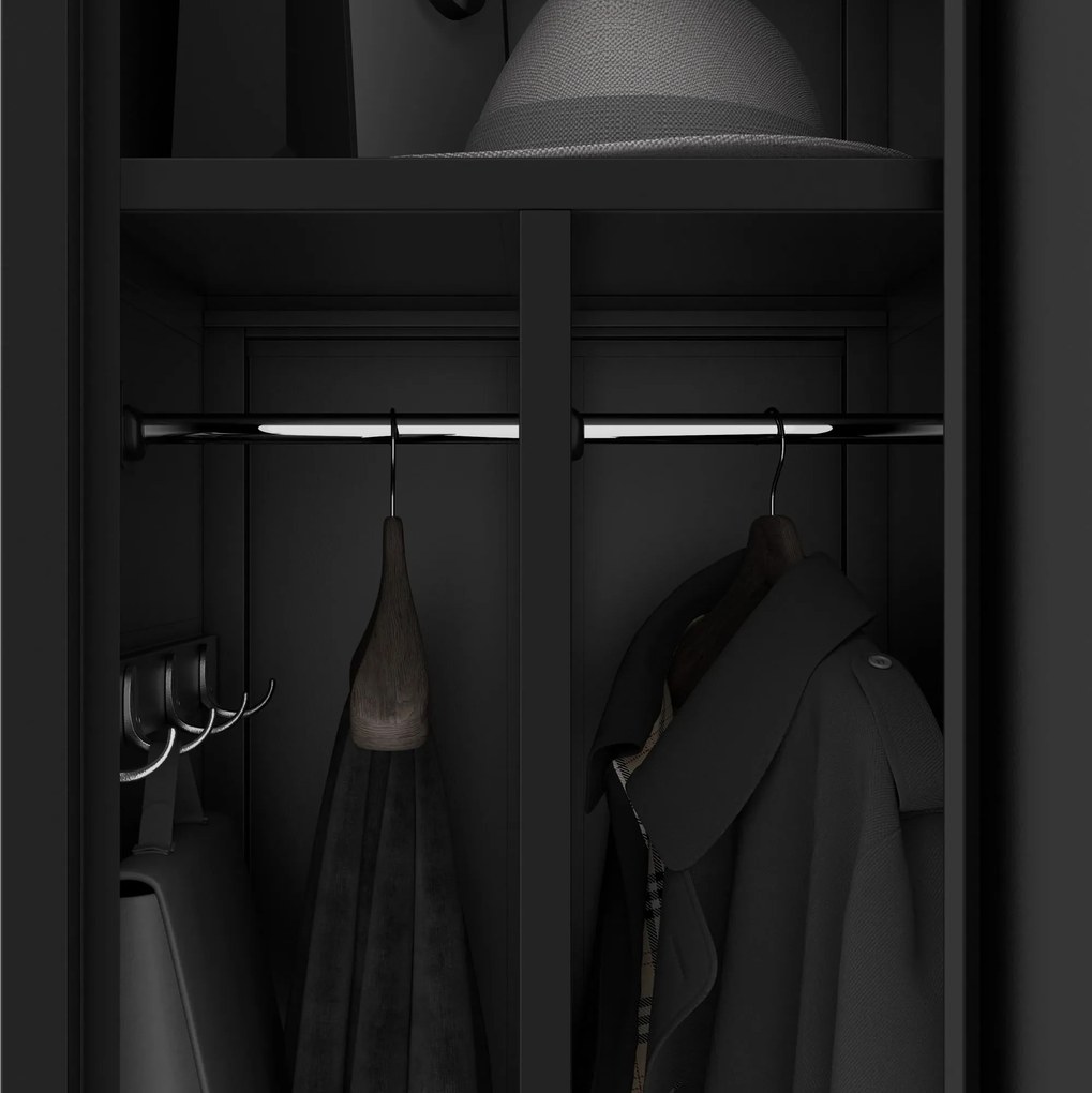 Szafka pracownicza ubraniowa dwukomorowa czarna, 400x1800x500 mm: KACPER 1 Plus