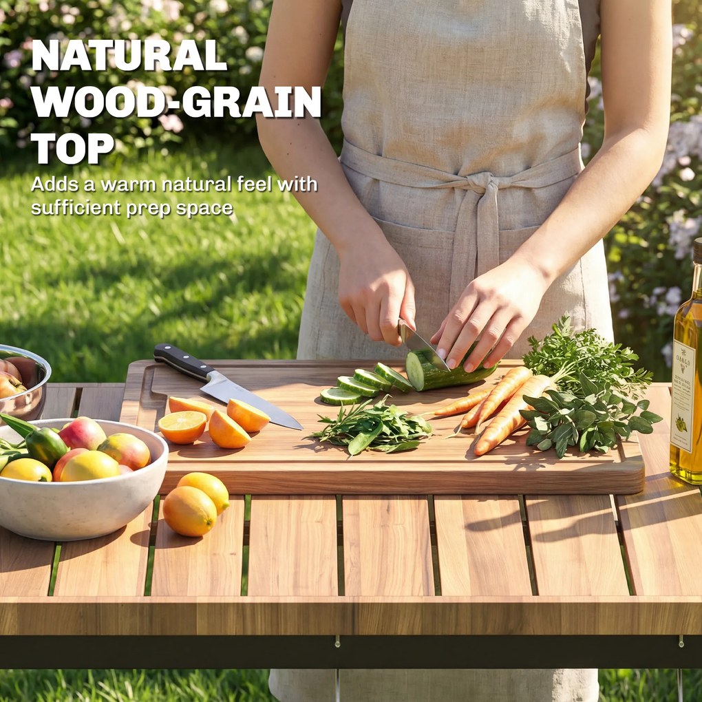 Outsunny Wózek kuchenny na kółkach, stolik serwisowy z haczykami, uchwyt na napoje, metalowy, 97 x 51 x 83 cm Czarny+Brązowy | Aosom PL