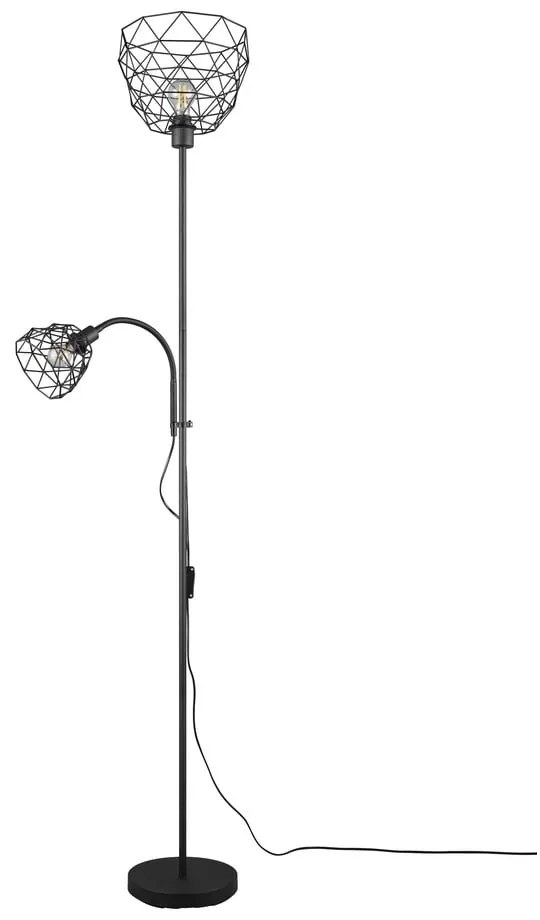 Czarna lampa stojąca z metalowym kloszem (wys. 180 cm) Haval – Trio