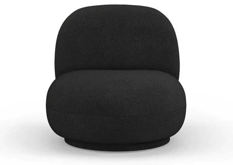 Czarny fotel z materiału bouclé Chuck – Micadoni Home