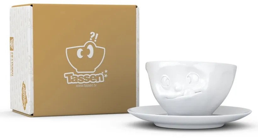 Biała porcelanowa łakoma filiżanka ze spodkiem 58products