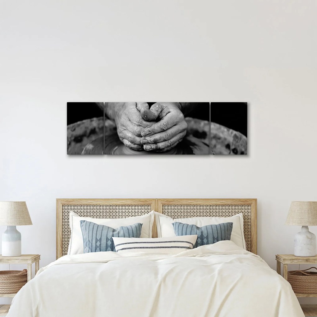 Obraz czarno-biały - garncarstwo (170x50 cm)