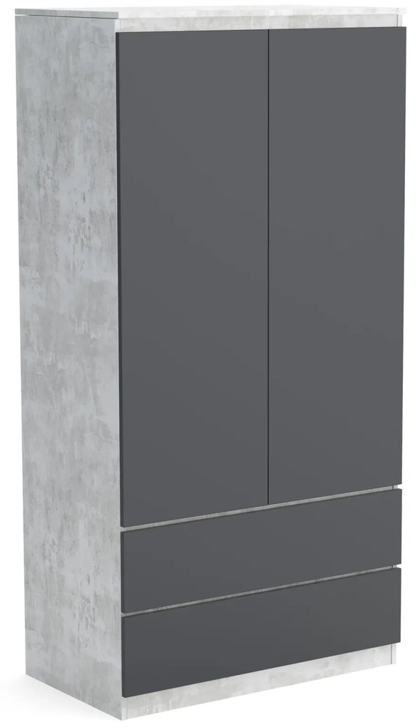 Szafa 90cm Garderoba z 2 szufladami i wieszakiem LUNA Beton/Antracyt