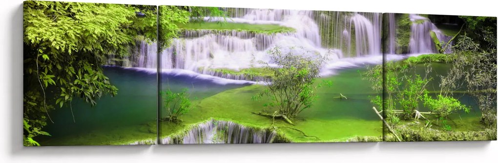 Obraz - Wodospady Huay Mae Khamin, Kanchanaburi, Tajlandia (170x50 cm)