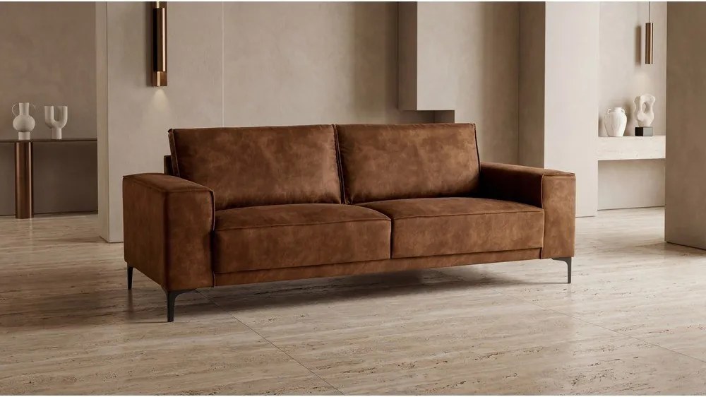 Koniakowa sofa z imitacji skóry 224 cm Copenhagen – Scandic