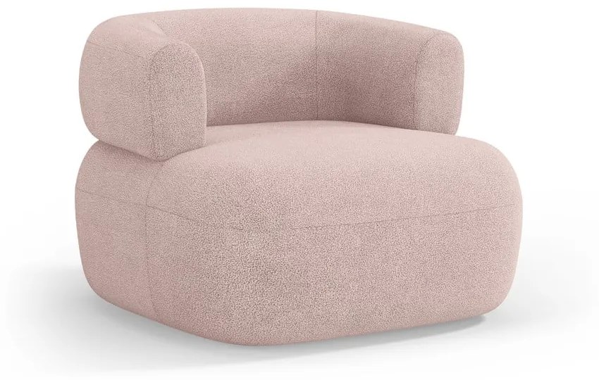 Jasnoróżowy fotel z materiału bouclé Jenny – Micadoni Home