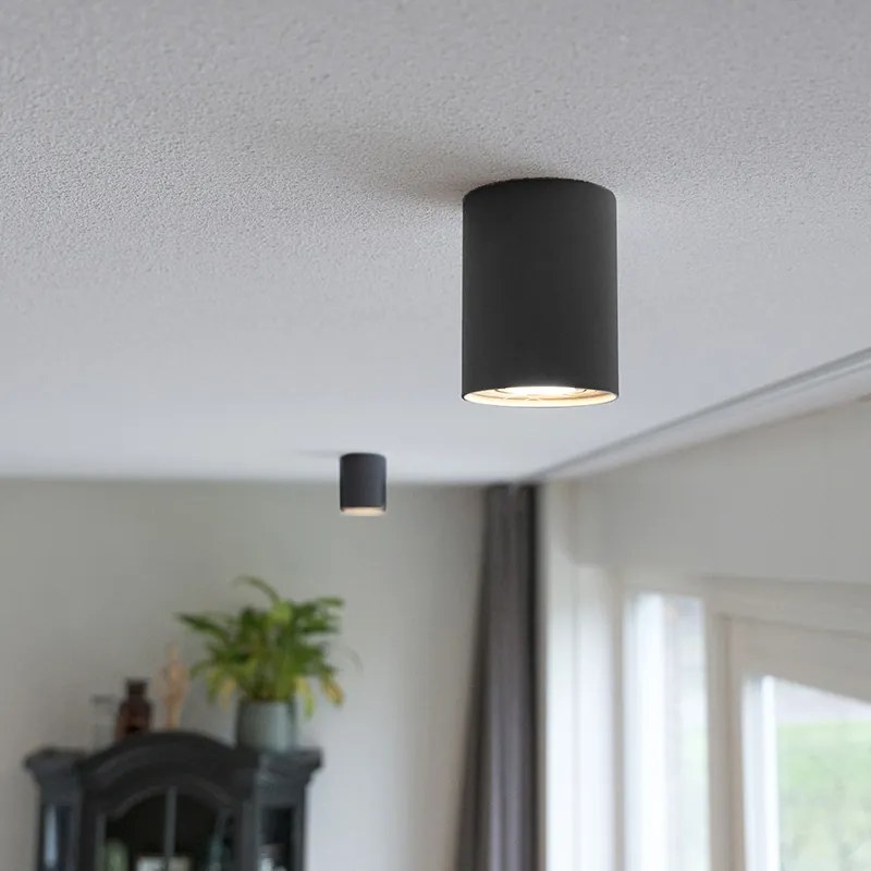 Inteligentny reflektor natynkowy czarny ze stalą z WiFi GU10 - Rondoo Up