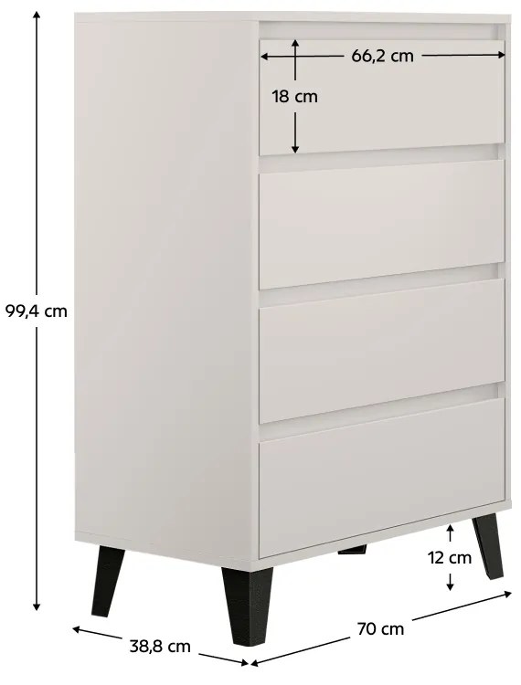 Komoda BOGAN 4S70, biała