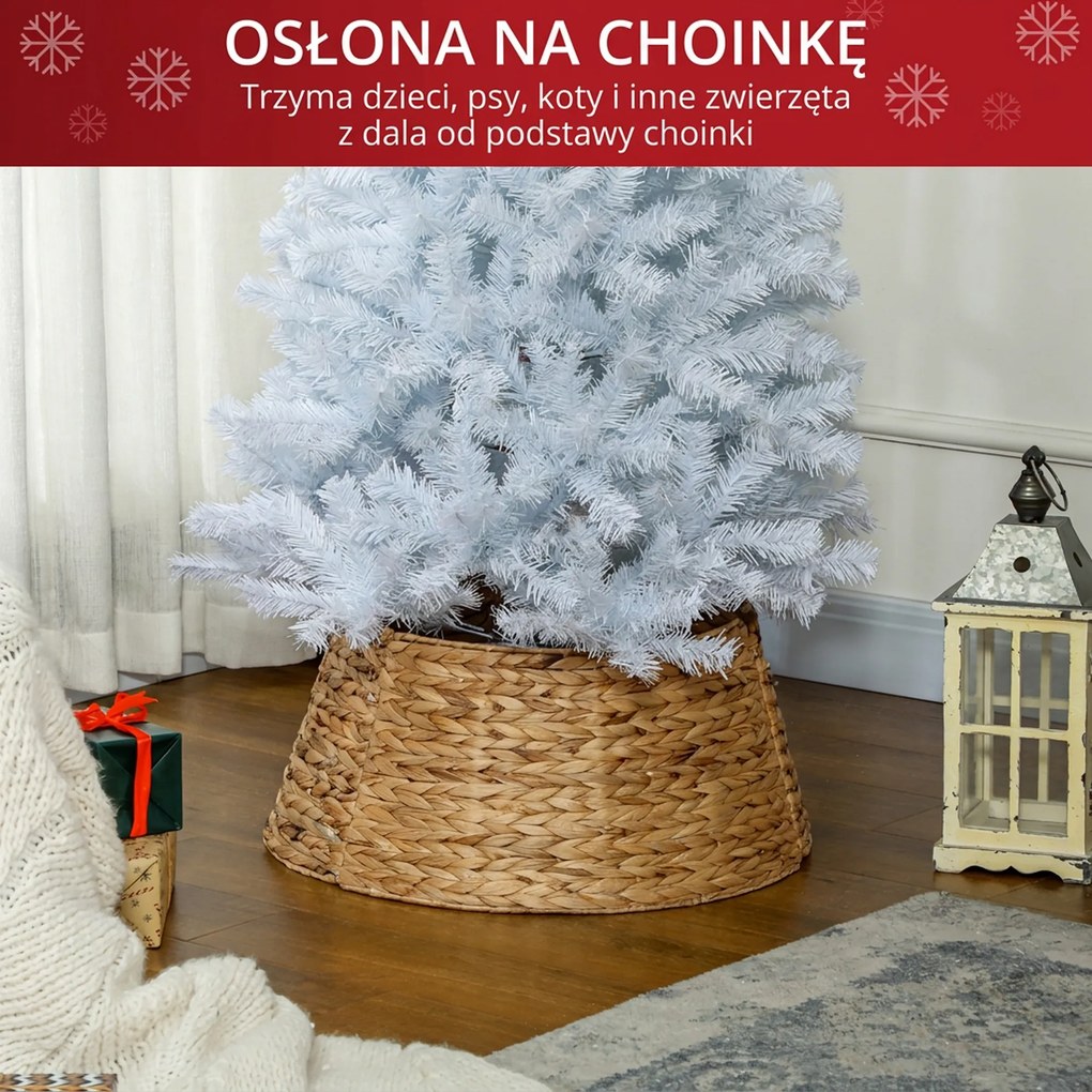 HOMCOM Osłona na stojak do choinki, rustykalna, wzór plecionki, wodna hiacynta, wzmocnienie metalowe