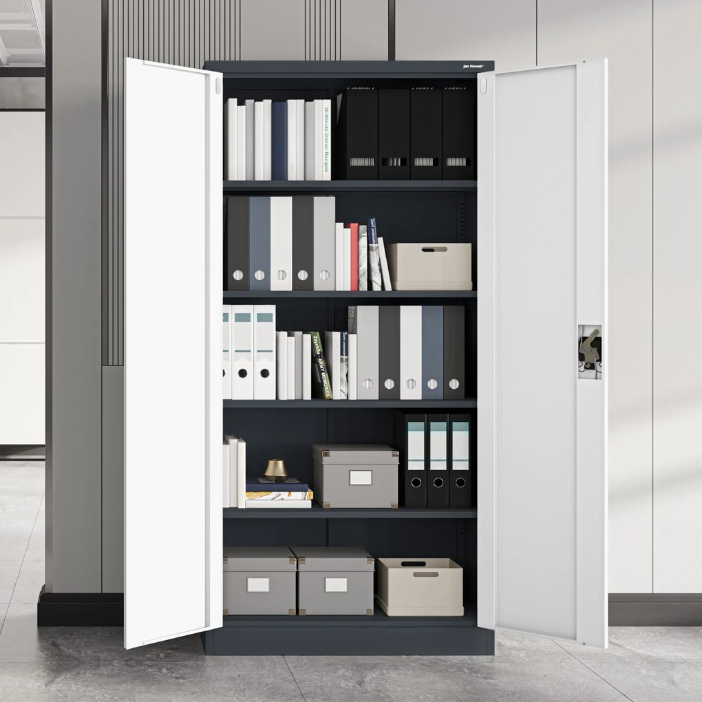 Szafa biurowa na dokumenty antracytowo-biała: JAN, 900 x 1850 x 400 mm