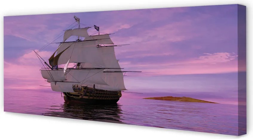 Obraz drukowany na płótnie Statek w Purpurowym Blasku
